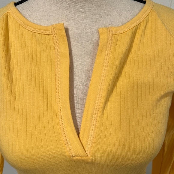 Intimately Free People Yellow Ribbed V-Neck Top - Picture 4 of 6